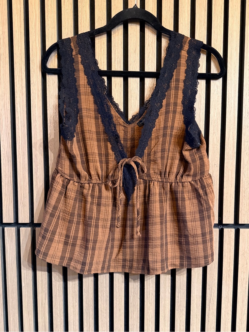 Moa Moa Plaid Peplum Top